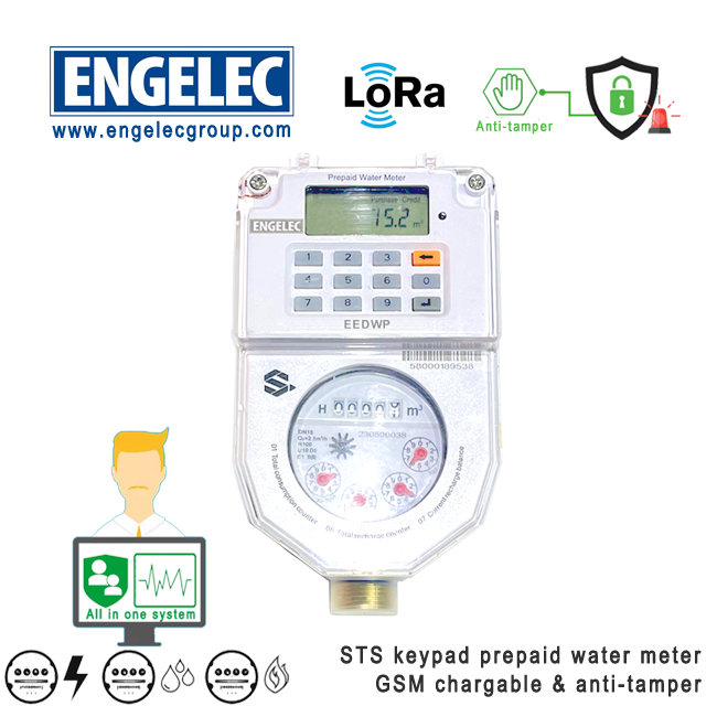 Keypad STS Token Prepayment Water Meter GSM remote chargable & anti-tamper