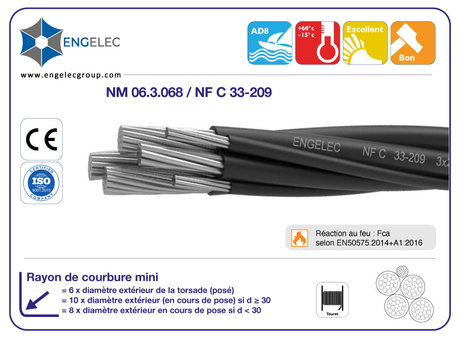 0.6/1kV TORSADE Aluminium CÂBLE PRC ISOLÉ NF C 33-209