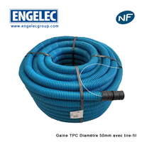 Gaine TPC bleu Diamètre 50 mm longueur 50 m avec tire-fil
