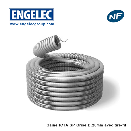 Gaine ICTA SP Grise de diamètre 20mm avec tire-fil de 50m